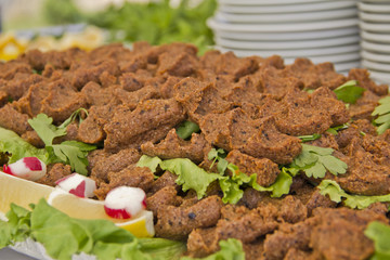 cig kofte raw meat balls, traditional turkish food