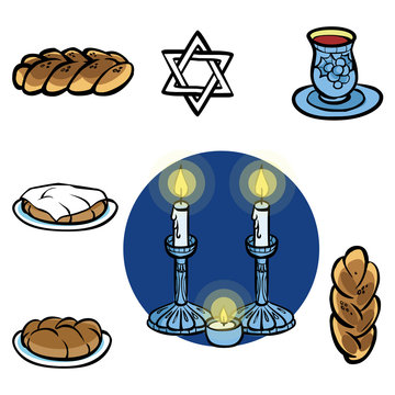 Shabbats icon set.Vector illustration
