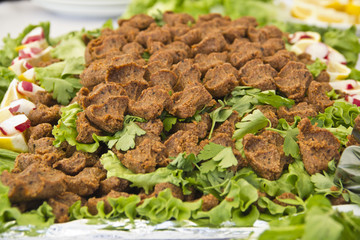 cig kofte raw meat balls, traditional turkish food
