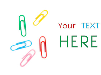 Collection of colorful office paper clips