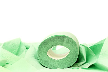 Roll of a toilet paper on a white background