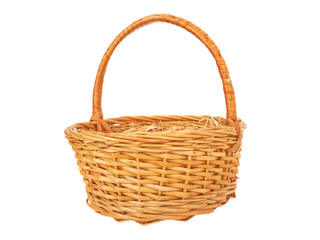 Fototapeta na wymiar Empty wicker basket. Isolated on white