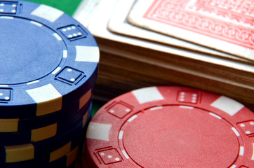 Poker chips pile detail