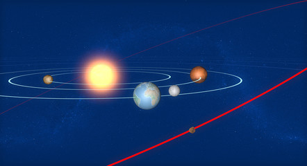 Terra luna e asteroide, spazio 2004 BL86 © Naeblys