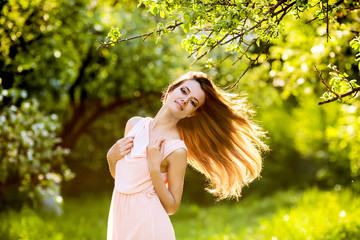 Obraz premium beautiful girl with flying hair