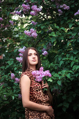 beautiful girl on a lilac background