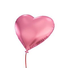 pink Valentine's day heart balloon, 3d object isolated