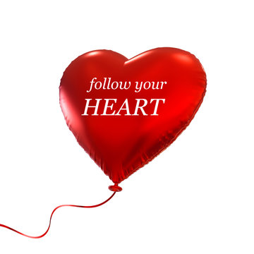 red Valentine's day heart balloon, 3d illustration