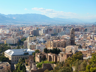 Fototapeta premium View on the center and cathedral of Malaga, Andalusia, Spain