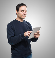 Man using a digital tablet