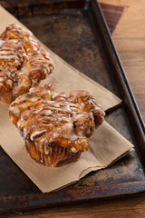 Cinnamon Raisin Muffins - Cobblestone. Selective focus.