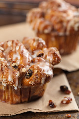 Cinnamon Raisin Muffins - Cobblestone. Selective focus.