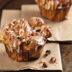 Cinnamon Raisin Muffins - Cobblestone. Selective focus.
