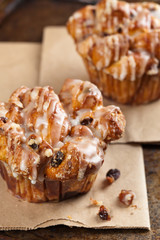 Cinnamon Raisin Muffins - Cobblestone. Selective focus.