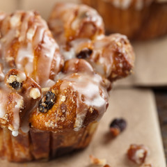Cinnamon Raisin Muffins - Cobblestone. Selective focus.