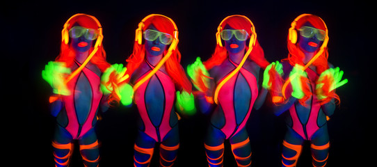 sexy neon uv glow dancer with hulahoop