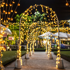 decorative heart shape light of entrance arch facade, flashing l