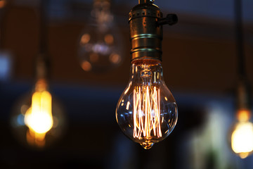 glowing vintage tungsten lamps