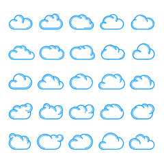 Clouds Icons Set - Isolated On White Background