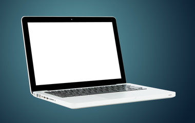 White Laptop with blank screen