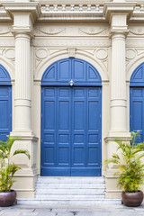 roman style blue door, ancient style, vintage pattern, antique a