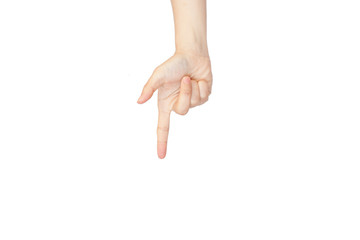 Hand gesture: Pointing down index finger