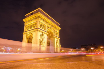 Fototapeta na wymiar Arch of Triumph of the Star in Paris (France) at night