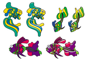 Decorative fishes in stained glass style