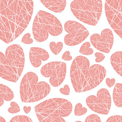 seamless background hearts of different sizes of thread