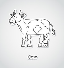Cow drawing, sticker style