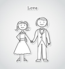 Cute cartoon couple, vector illustration in sticker style