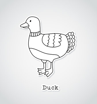Duck drawing, sticker style