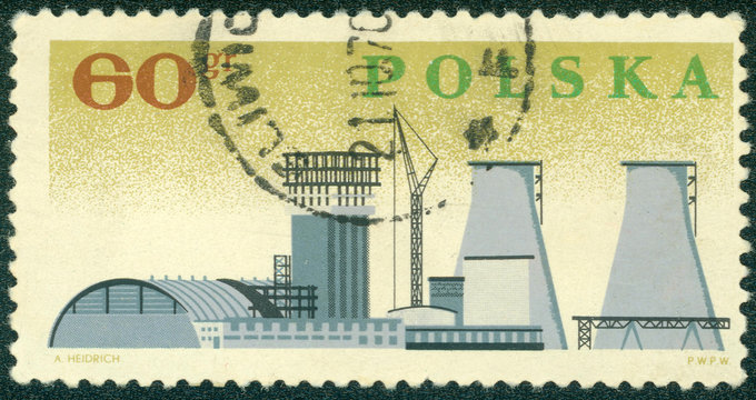stamp printed in Poland, shows big plant