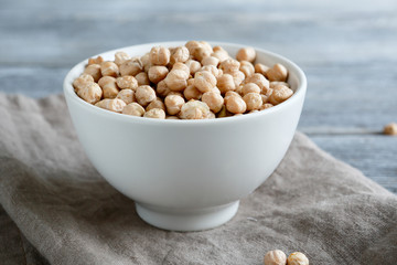 Turkish peas in a bowl on boards
