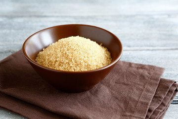 unpurified sugar in the bowl