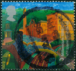 stamp shows The Workers' Tale, Salts Mill, Saltaire
