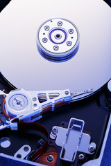 Close up of hardisk's internal mechanism