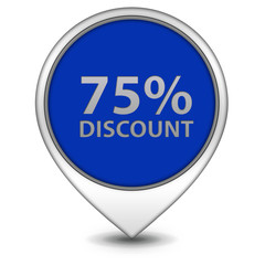 Discount 75 pointer icon on white background
