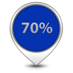 Seventy percent pointer icon on white background
