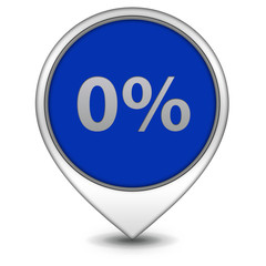 Zero percent pointer icon on white background