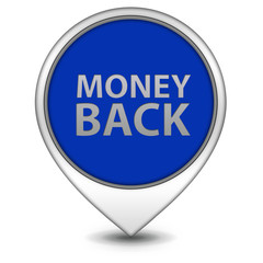 Money back pointer icon on white background