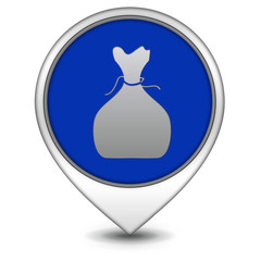 Money bag pointer icon on white background