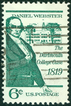 stamp printed in United States of America shows Daniel Webster