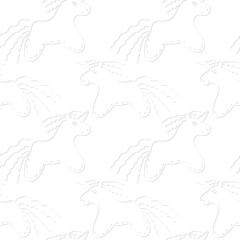 white pattern with unicorns