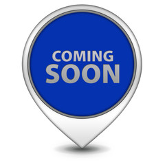 Coming soon pointer icon on white background