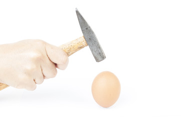 Hard egg isolated on white background close up