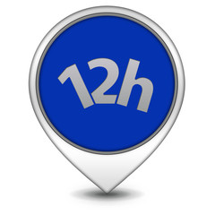 12 hours pointer icon on white background