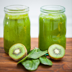 Blended smoothie with ingredients selective focus square image