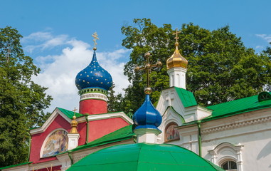 Fototapeta na wymiar Dome and cross of the Pskov-Caves Monastery