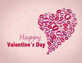 Print kisses shaped heart on pink background